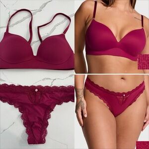 NWOT Victoria’s Secret Love Cloud Wireless Push Up Plunge bra and panty set 32B